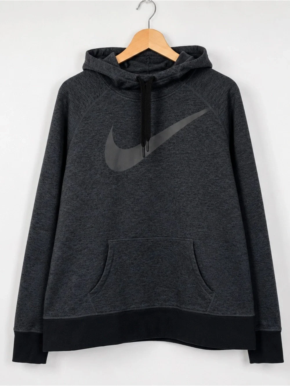 Nike Therma-FIT Pullover Hoodie XL Gray Black Big Swoosh Fleece Athletic
